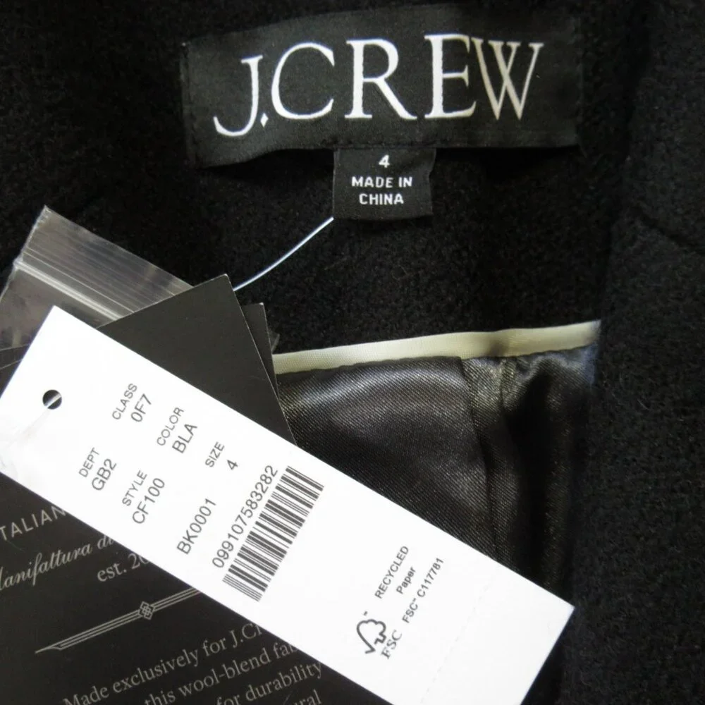 NWT J.Crew Savoy Topcoat in Black Italian Wool-blend Melton Coat 4